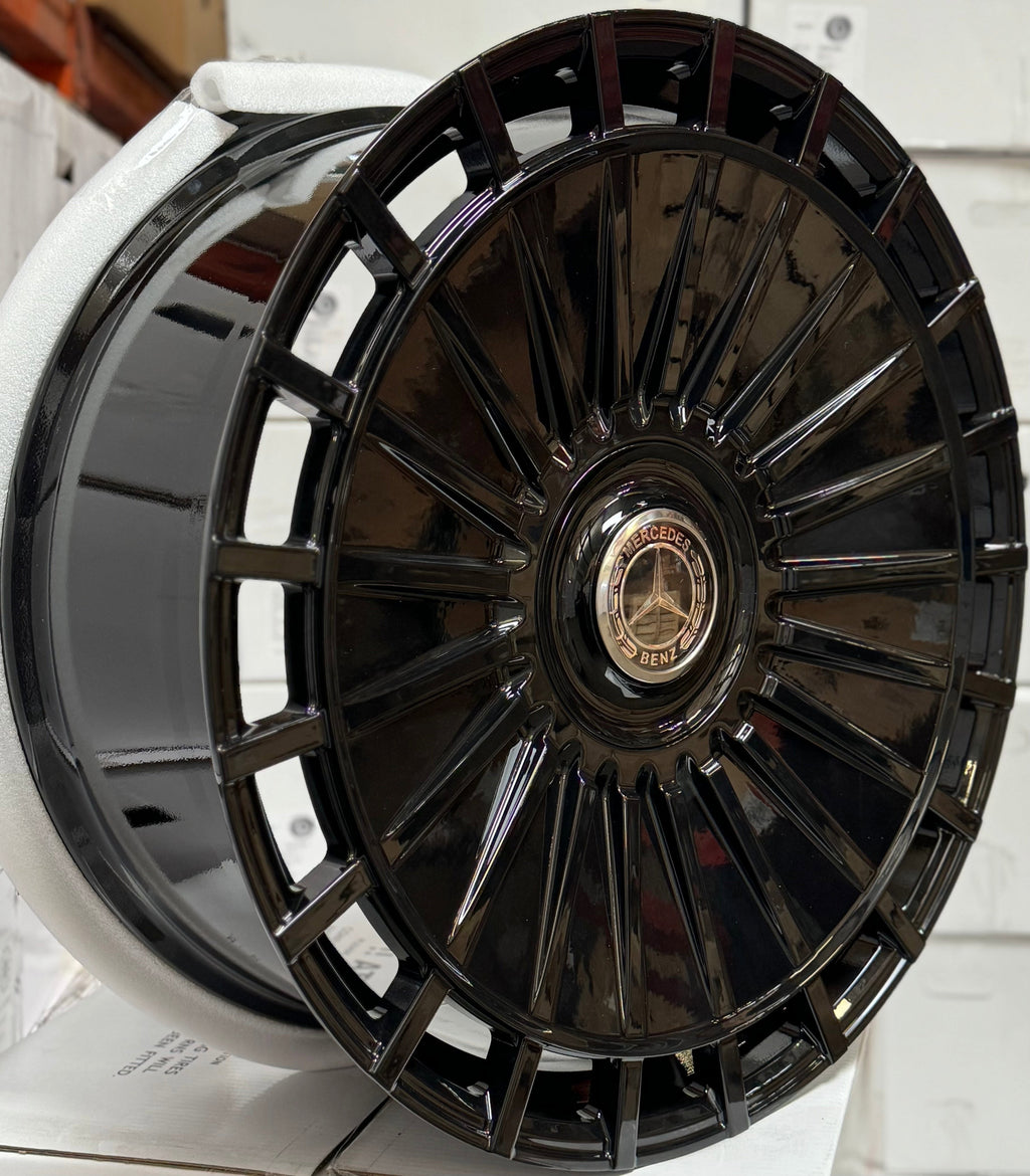 22" Mercedes S-Class S550 S580 Forged Staggered Gloss Black Style 63 Wheels & Rims