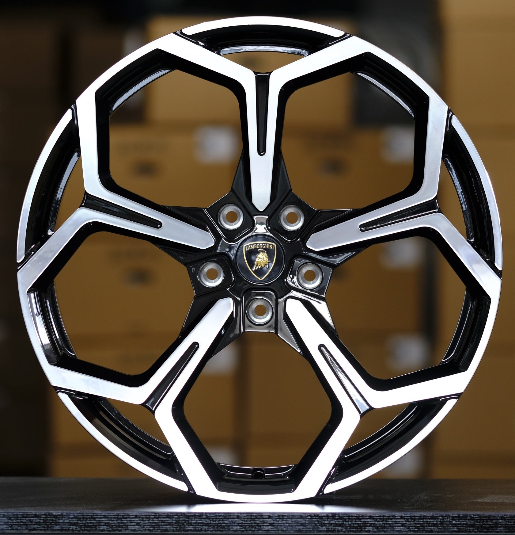 22" Lamborghini Urus Forged Staggered Black Machined Style 10 Wheels & Rims