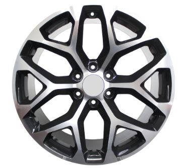 26" GMC Chevy Sierra Denali Yukon Tahoe Snowflake Black Machined Wheels & Rims