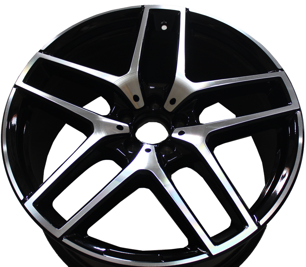 21" Mercedes ML GL GLE GLS Staggered Black Machined Wheels & Rims
