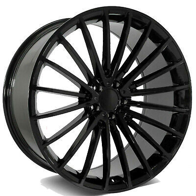 19" Mercedes S-Class S550 S560 S580 S600 S63 Staggered Gloss Black Wheels & Rims
