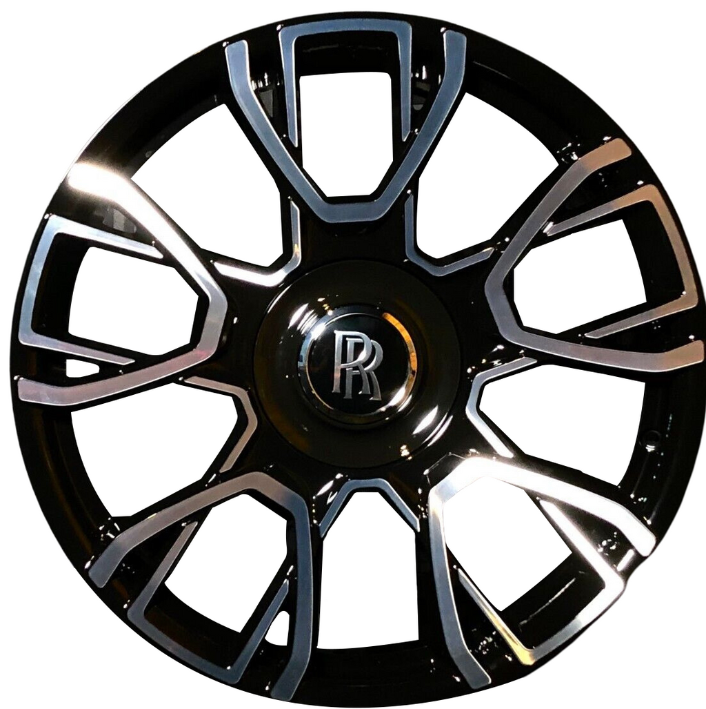 21" Rolls Royce Ghost Cullinan Phantom Forged Staggered Black Machined Wheels & Rims