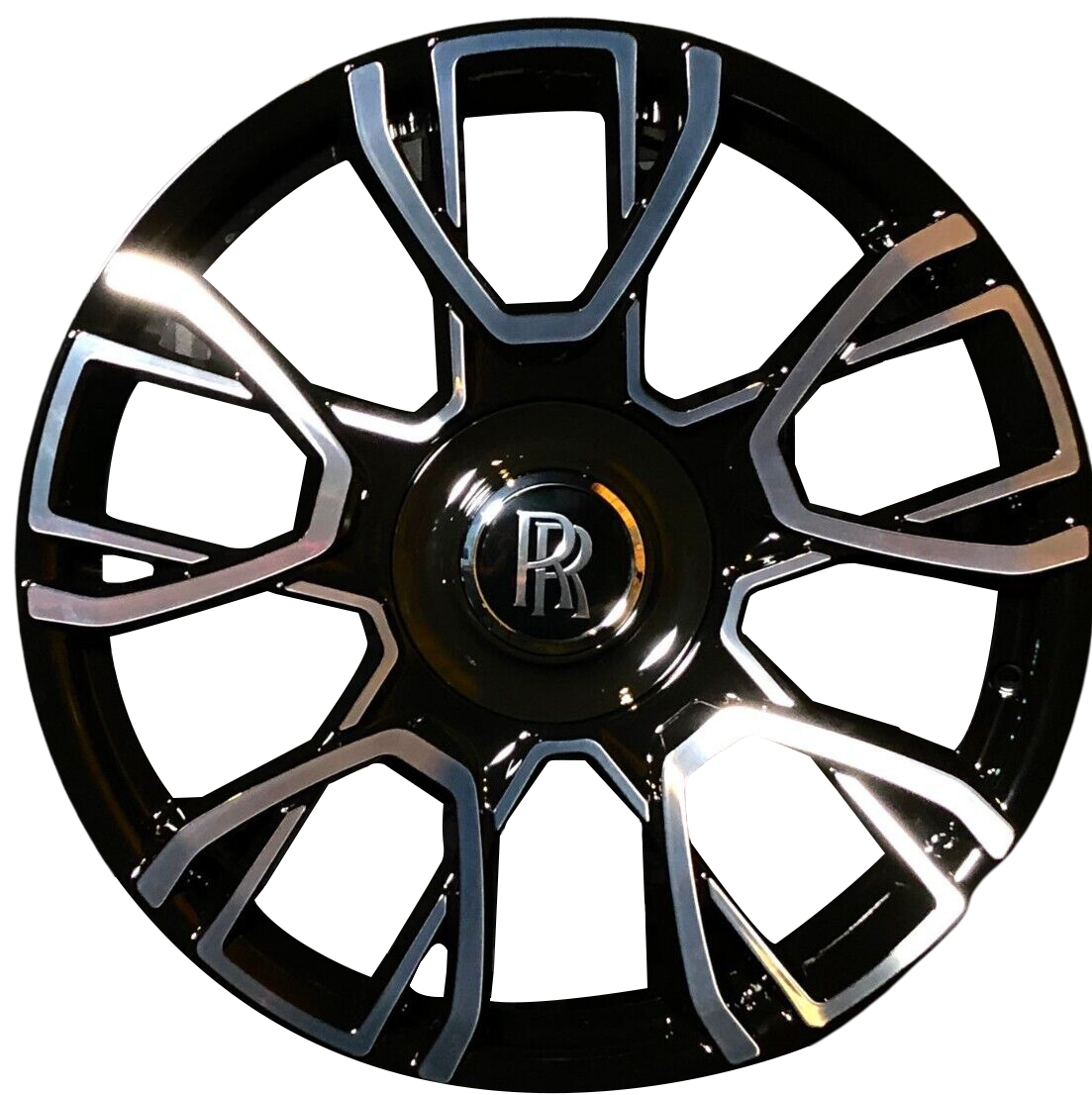 21" Rolls Royce Ghost Cullinan Phantom Forged Staggered Black Machined Wheels & Rims