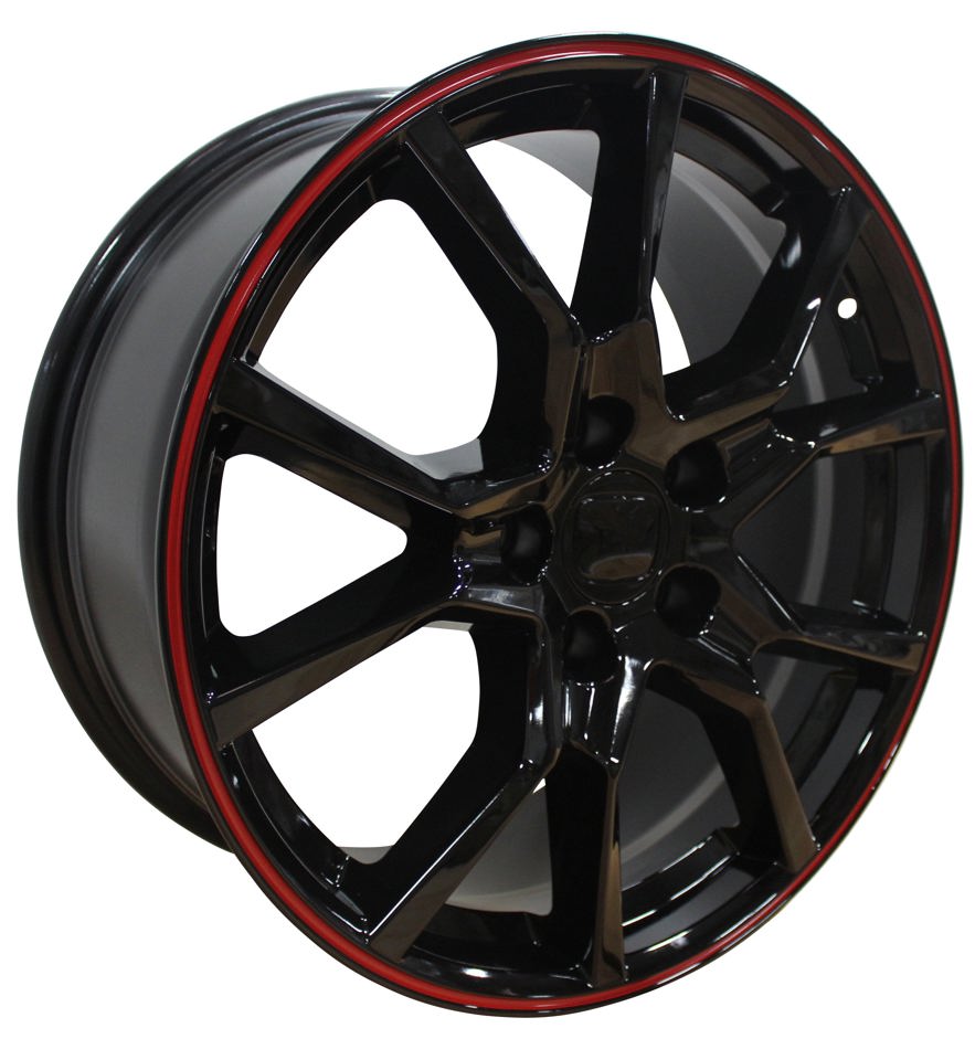 17" Honda Civic Accord Crosstour CR-V Type R Gloss Black Red Outline Wheels & Rims