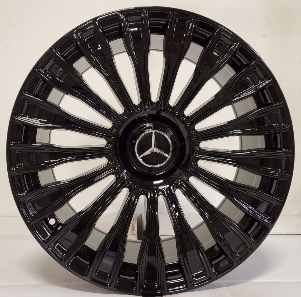 20" Mercedes S-Class S580 S600 Maybach Style Staggered Gloss Black Wheels & Rims