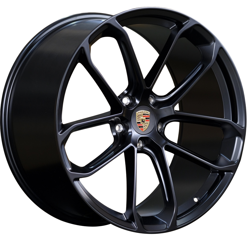 22" Porsche Cayenne Panamera Turbo S GTS Base Staggered Satin Black Wheels & Rims