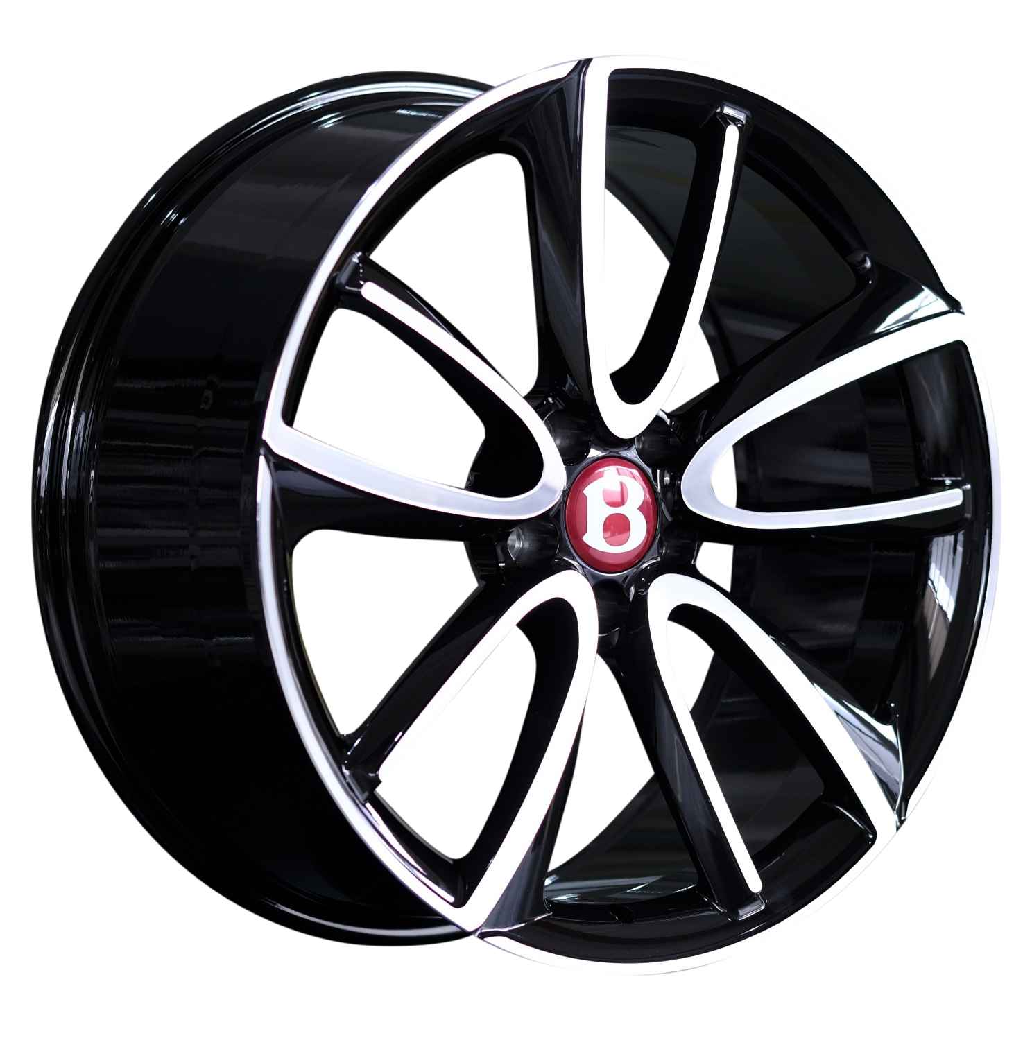 21" Bentley Continental GT Flying Spur Forged Staggered Black Machined Wheels & Rims