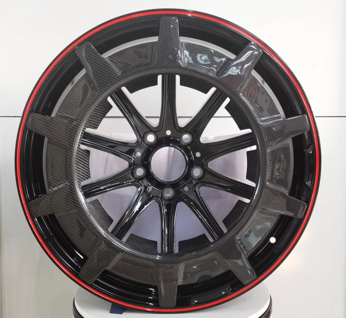 24" Mercedes G-Wagon G580 G550 G63 G65 Forged Brabus Rocket Style Gloss Black Red Outline Wheels & Rims