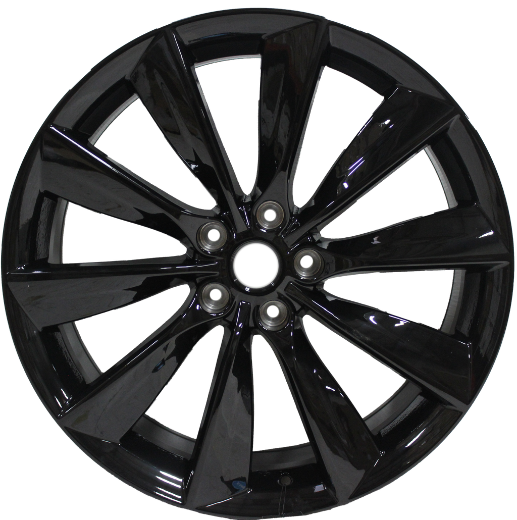 21" Tesla Model S Model X Staggered Twist Spoke Satin Black Wheels & Rims