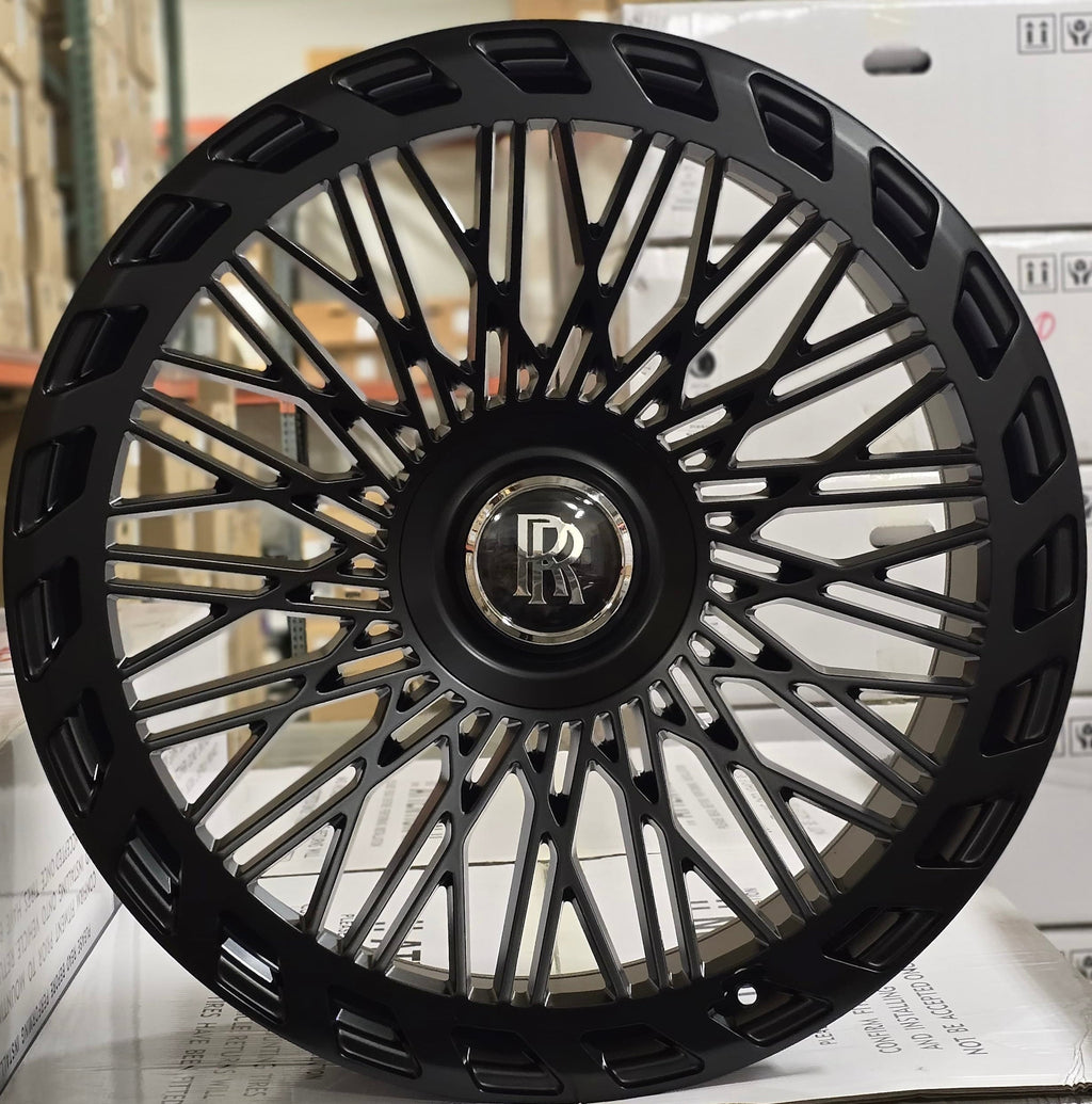 24" Rolls Royce Ghost Cullinan Phantom Forged Satin Black Style 27 Wheels