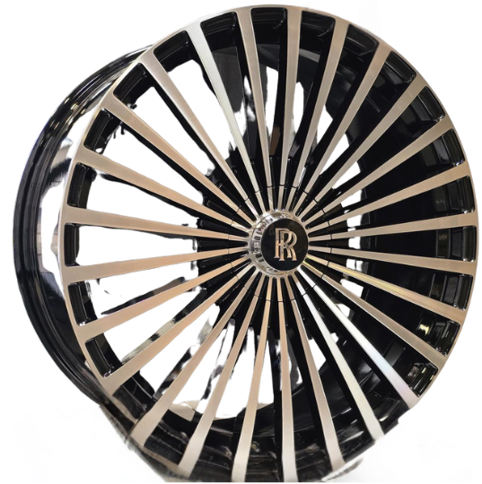 24" Rolls Royce Ghost Cullinan Phantom Forged Gloss Black Machined Style 28 Wheels & Rims