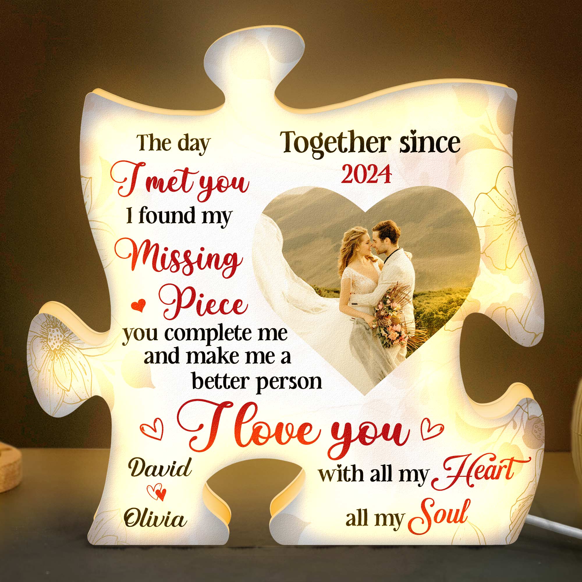 I Love You With All My Heart All My Soul - Personalized Photo Light Box