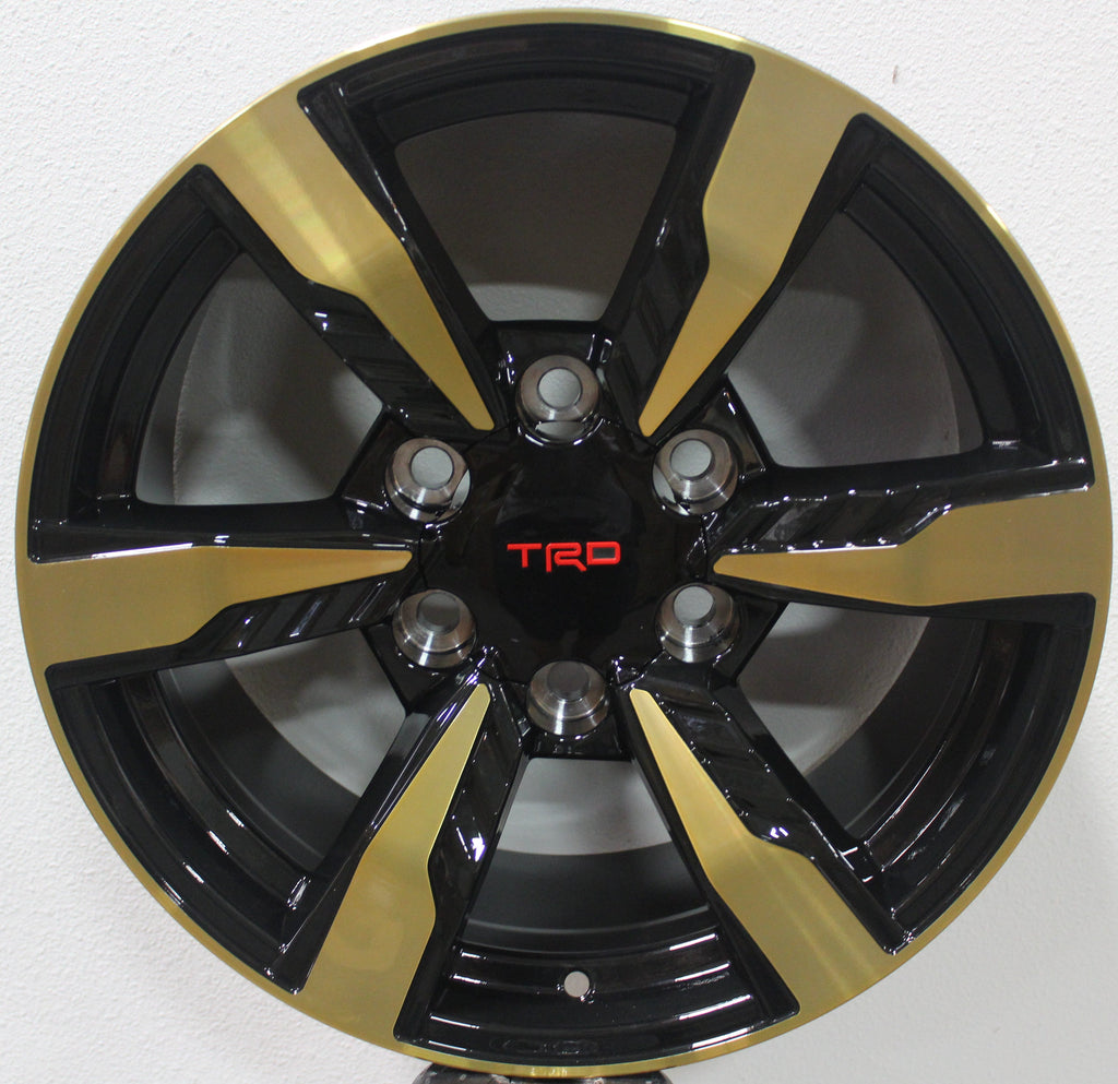 17" Toyota 4Runner FJ Cruiser Tacoma TRD Style Gloss Black & Gold Wheels & Rims