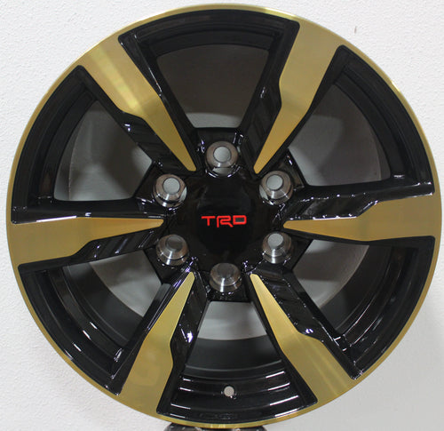 17" Toyota 4Runner FJ Cruiser Tacoma TRD Style Gloss Black & Gold Wheels & Rims