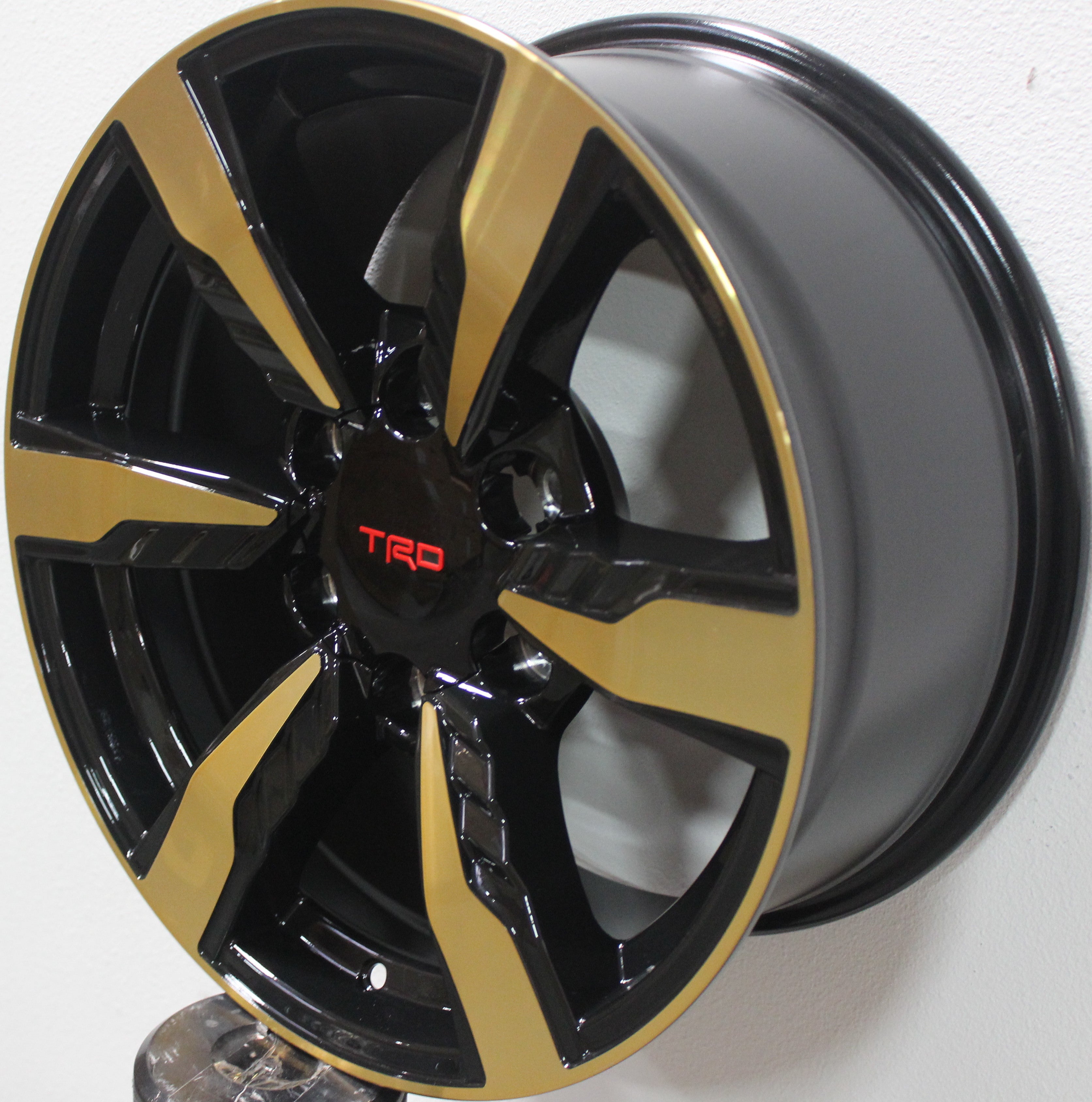 17" Toyota 4Runner FJ Cruiser Tacoma TRD Style Gloss Black & Gold Wheels & Rims