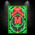 Merry Christmas Poker Chart neon signs - Big Red Bow Tie for a Joyful Holiday Spirit