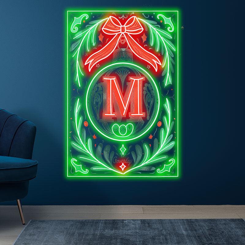 Merry Christmas Poker Chart neon signs - Big Red Bow Tie for a Joyful Holiday Spirit