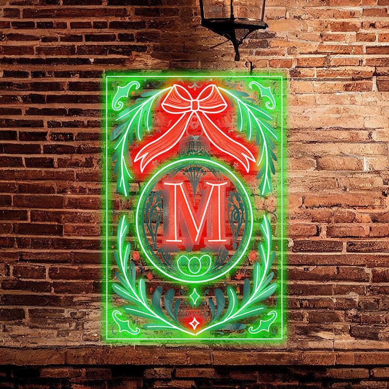 Merry Christmas Poker Chart neon signs - Big Red Bow Tie for a Joyful Holiday Spirit