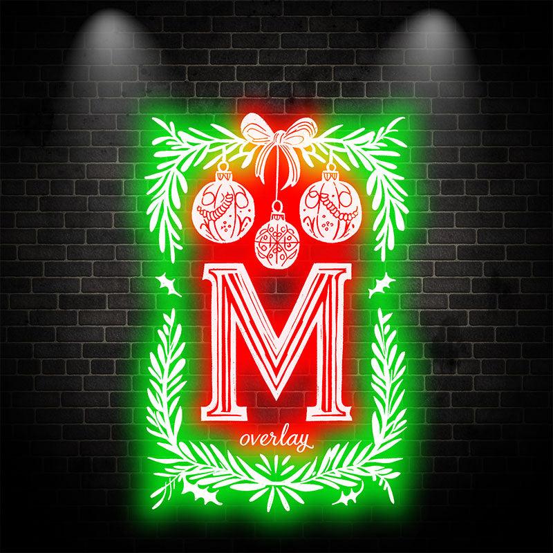 Merry Christmas Poker Shape Chart neon signs - Big M letter, hanging red lanterns, light up the holiday spirit!