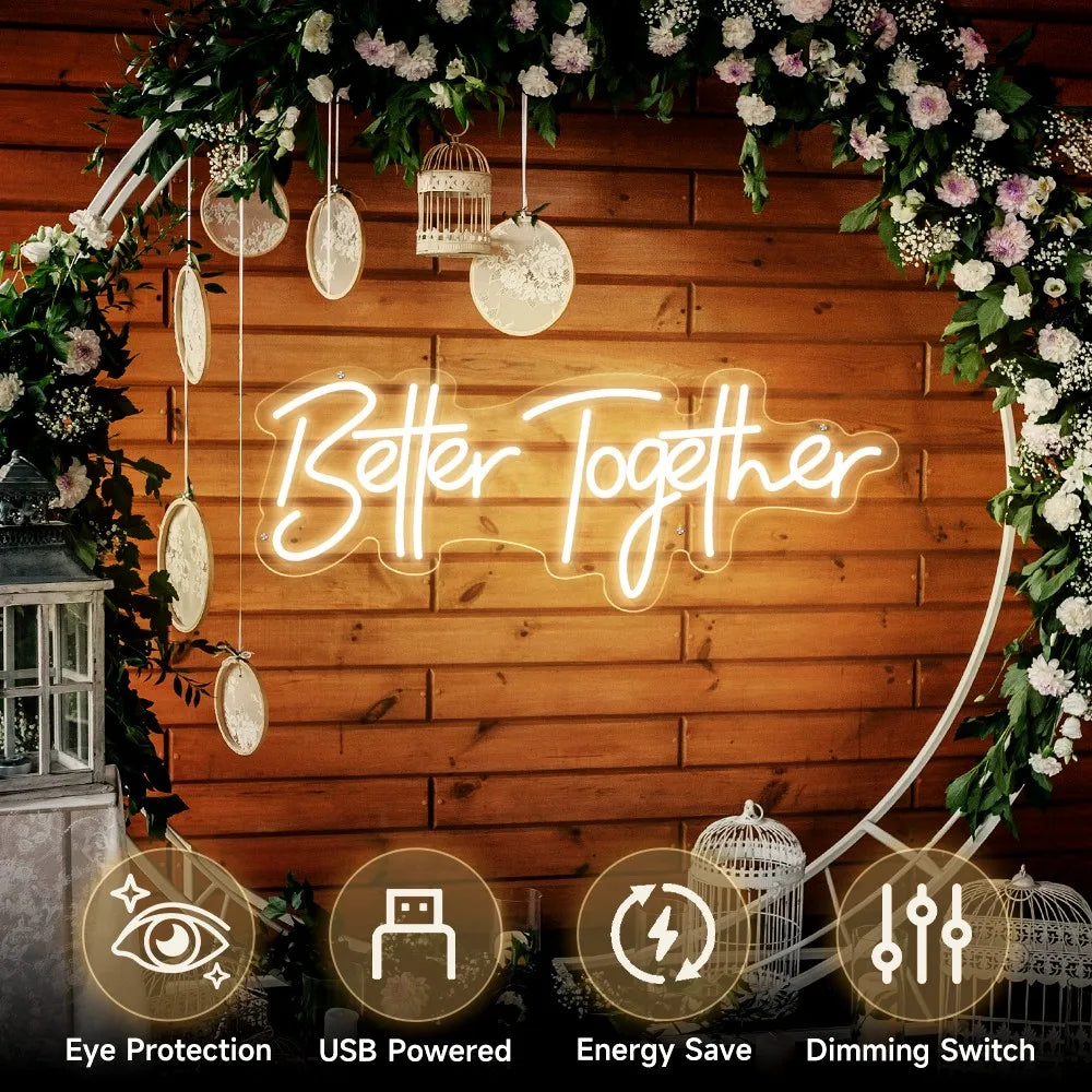 Better Together Neon Led Sign For Wedding Neon Light Sign Party Room Decor Mr And Mrs Neon Led Lights Bedroom Wedding Decoration