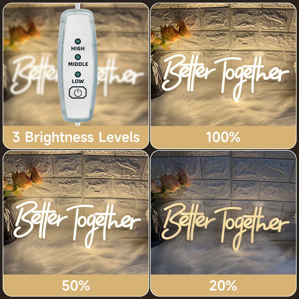 Better Together Neon Led Sign For Wedding Neon Light Sign Party Room Decor Mr And Mrs Neon Led Lights Bedroom Wedding Decoration