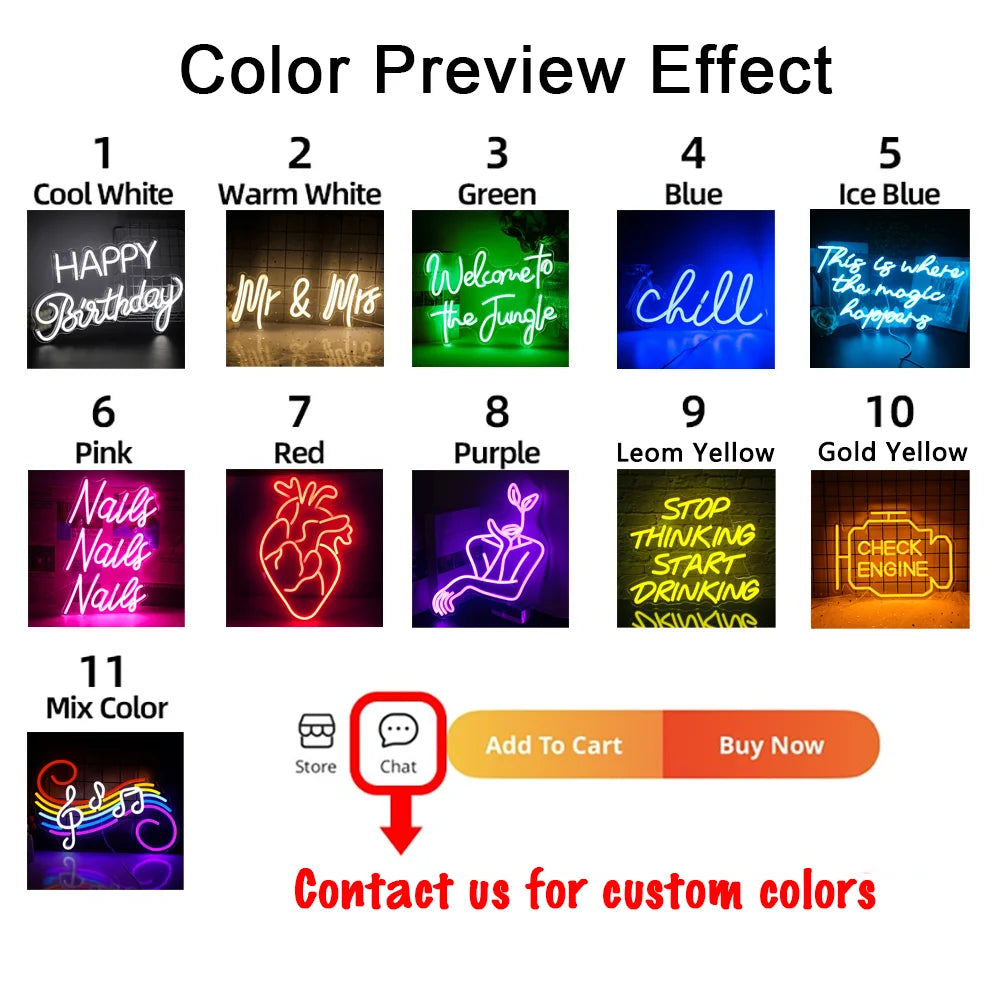 Custom Neon Sign Led Light Personalized Custom Logo Wall Decor Neon Sign For Store Wedding Happy Birthday Party Bar Neon Sign