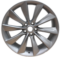 22" Tesla Model S Model X Staggered Twist Spoke Gloss Silver Wheels & Rims