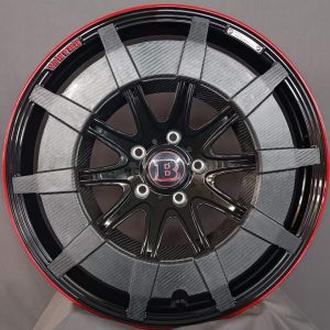 22" Mercedes S-Class S580 S600 Forged Brabus Rocket Style Staggered Gloss Black Red Outline Wheels & Rims