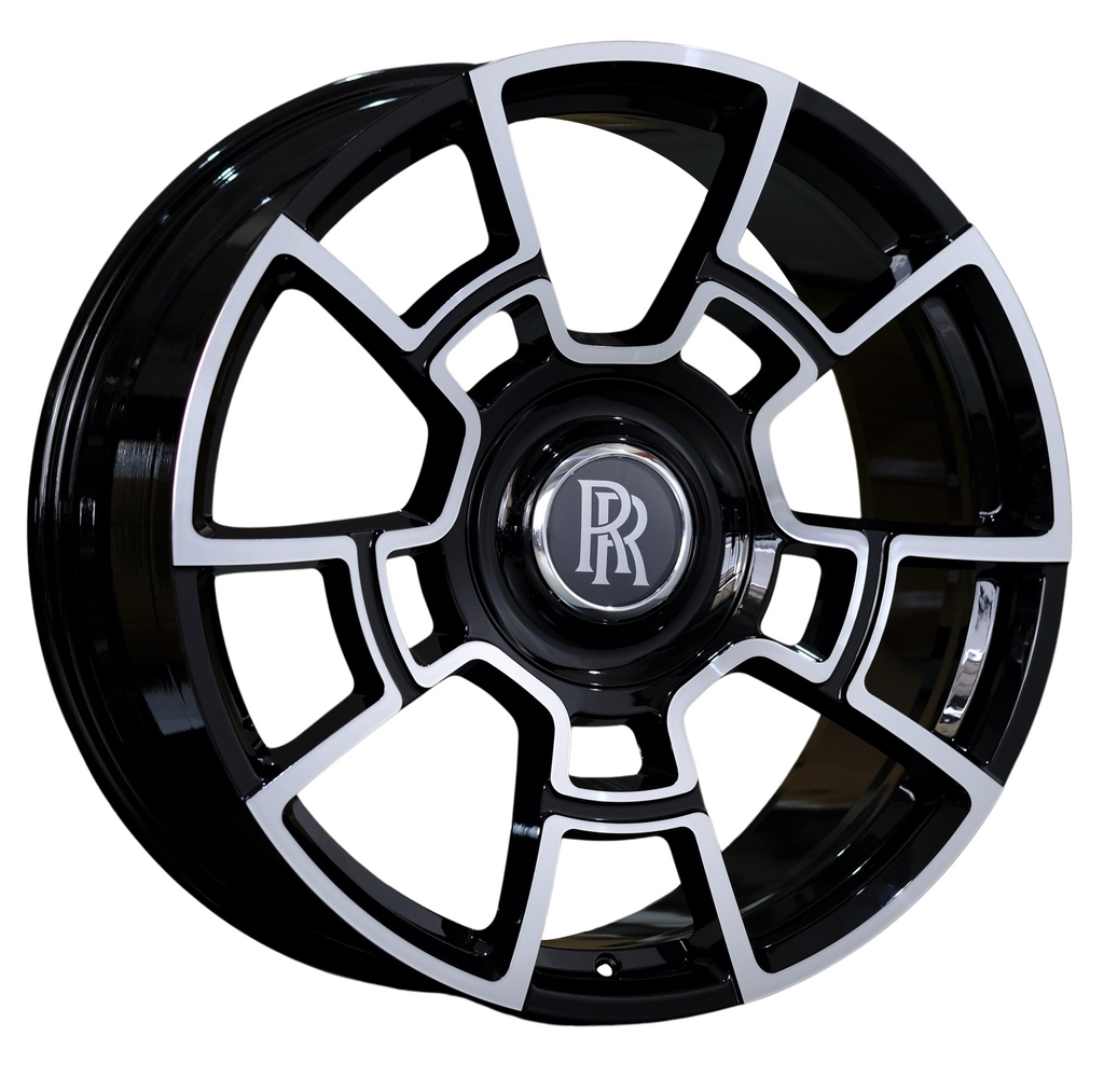 21" Rolls Royce Ghost Cullinan Phantom Forged Staggered Black Machined Wheels & Rims