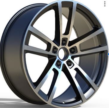 22" Porsche Cayenne Turbo GTS Staggered Black Machined Style 30 Wheels & Rims