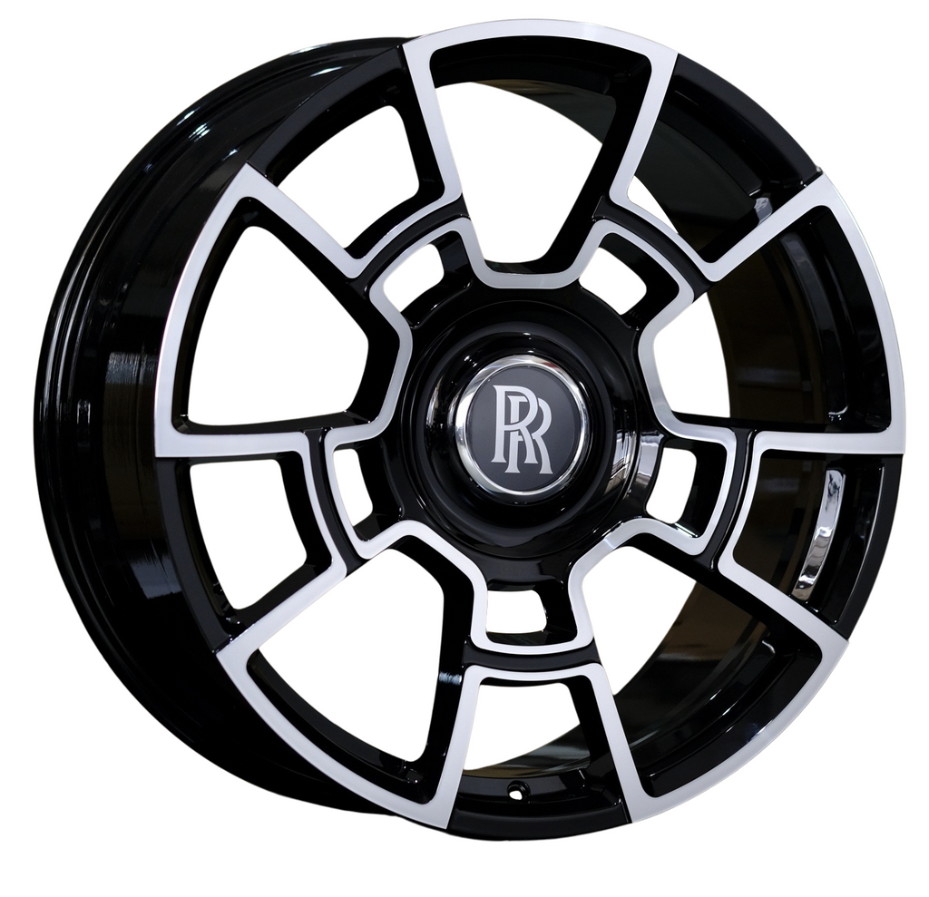21" Rolls Royce Ghost Cullinan Phantom Forged Staggered Black Machined Wheels & Rims
