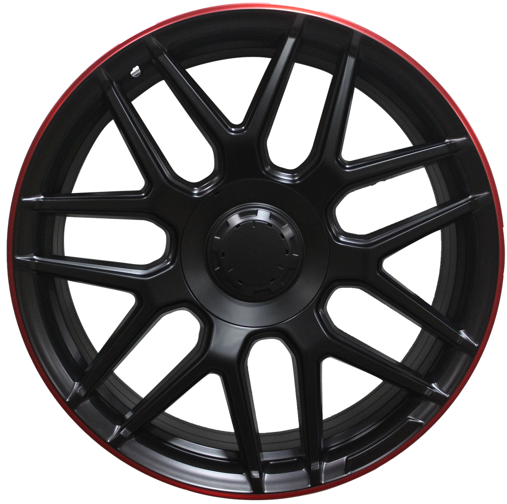 20" Mercedes S-Class E-Class CL Staggered Satin Black Red Lip Wheels & Rims