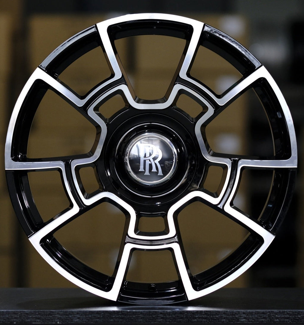 21" Rolls Royce Ghost Cullinan Phantom Forged Staggered Black Machined Wheels & Rims