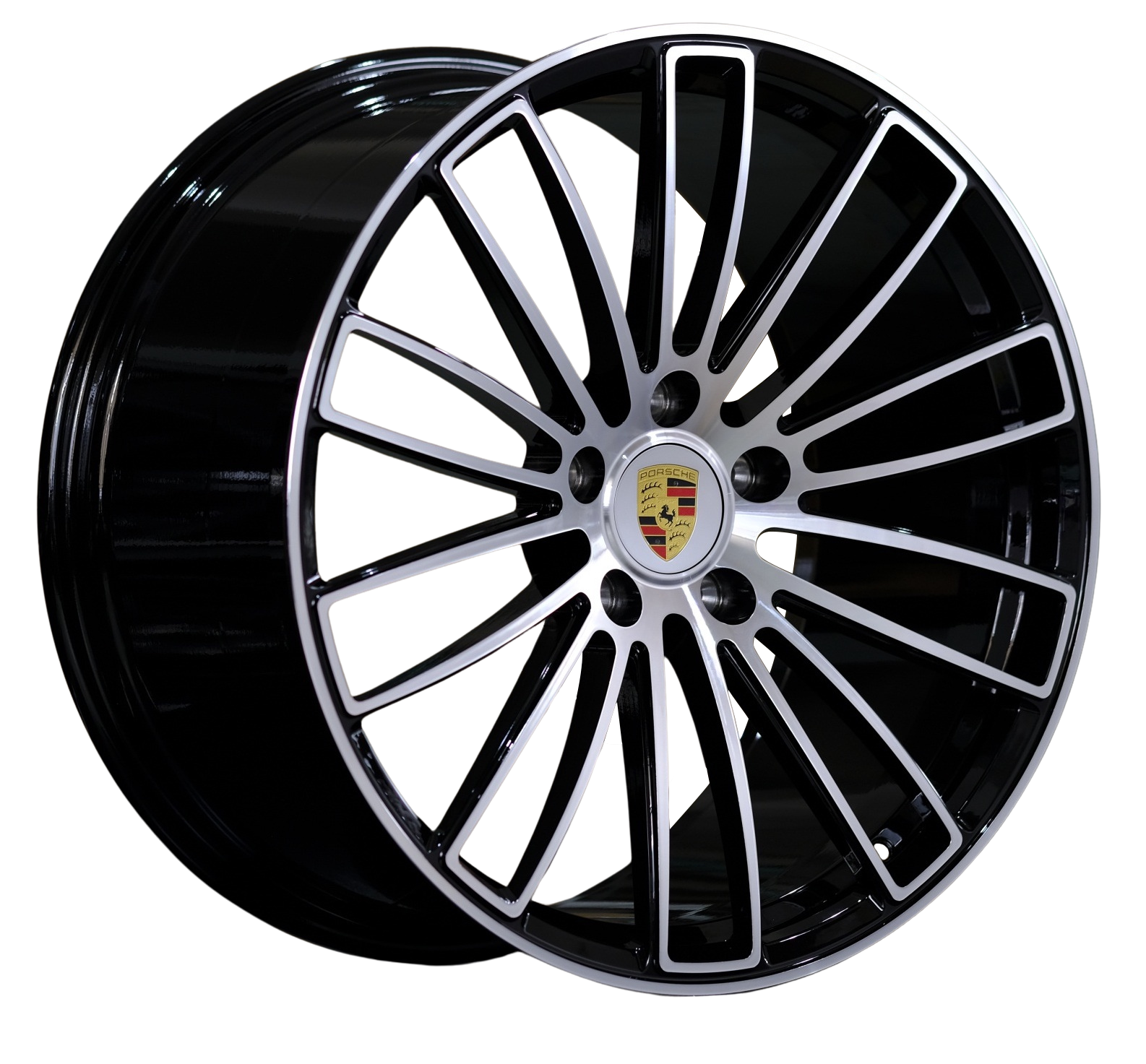 21" Porsche Cayenne Forged Base Turbo S GTS Staggered Black Machined Wheels & Rims