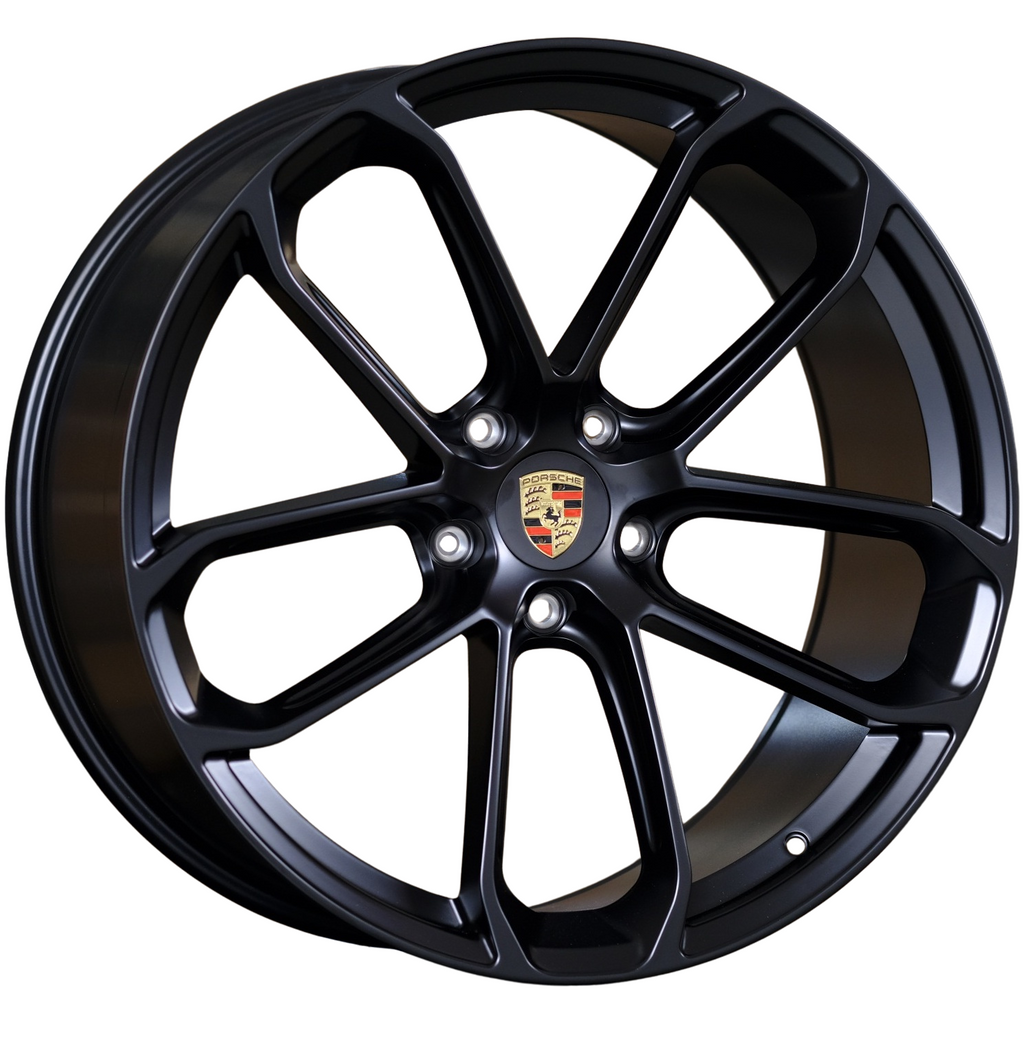 22" Porsche Cayenne Panamera Turbo S GTS Base Staggered Satin Black Wheels & Rims
