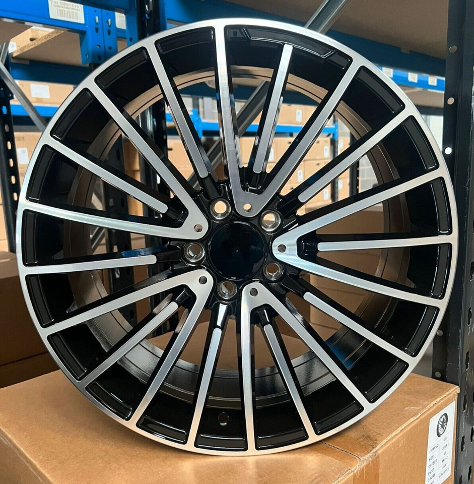 21" Mercedes S-Class S600 S580 S560 S550 S63 Staggered Black Machined Wheels & Rims