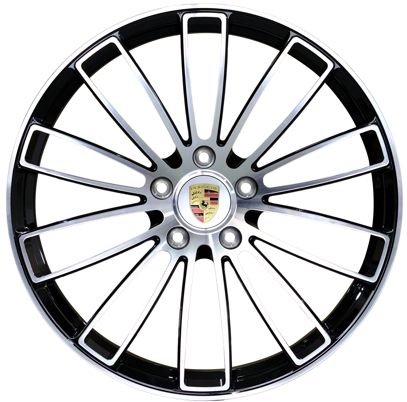21" Porsche Cayenne Forged Base Turbo S GTS Staggered Black Machined Wheels & Rims