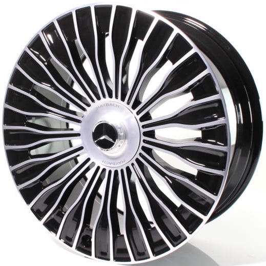 22" Mercedes S-Class S580 S600 Maybach Staggered Black Machined Wheels & Rims