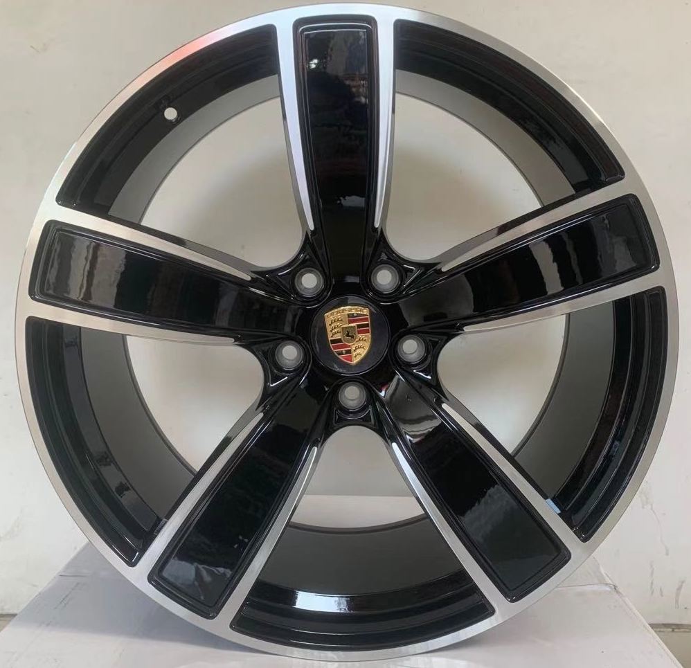 22" Porsche Cayenne Base S GTS Turbo Staggered Gloss Black Machined Wheels & Rims