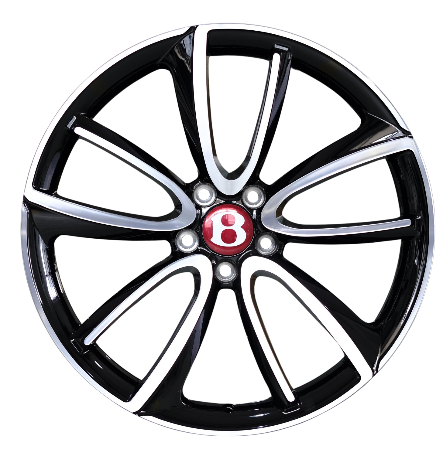 21" Bentley Continental GT Flying Spur Forged Staggered Black Machined Wheels & Rims