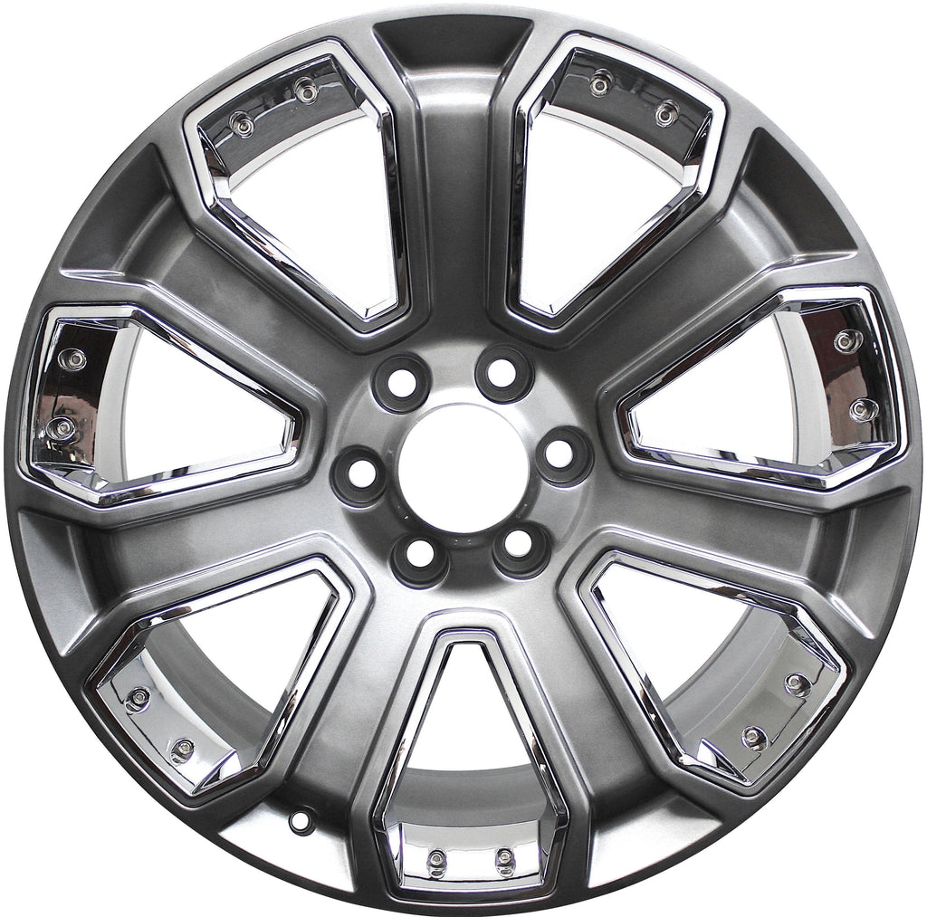 24" Chevy GMC Tahoe Yukon Sierra Silverado Suburban Hyper Silver Chrome Insert Wheels & Rims