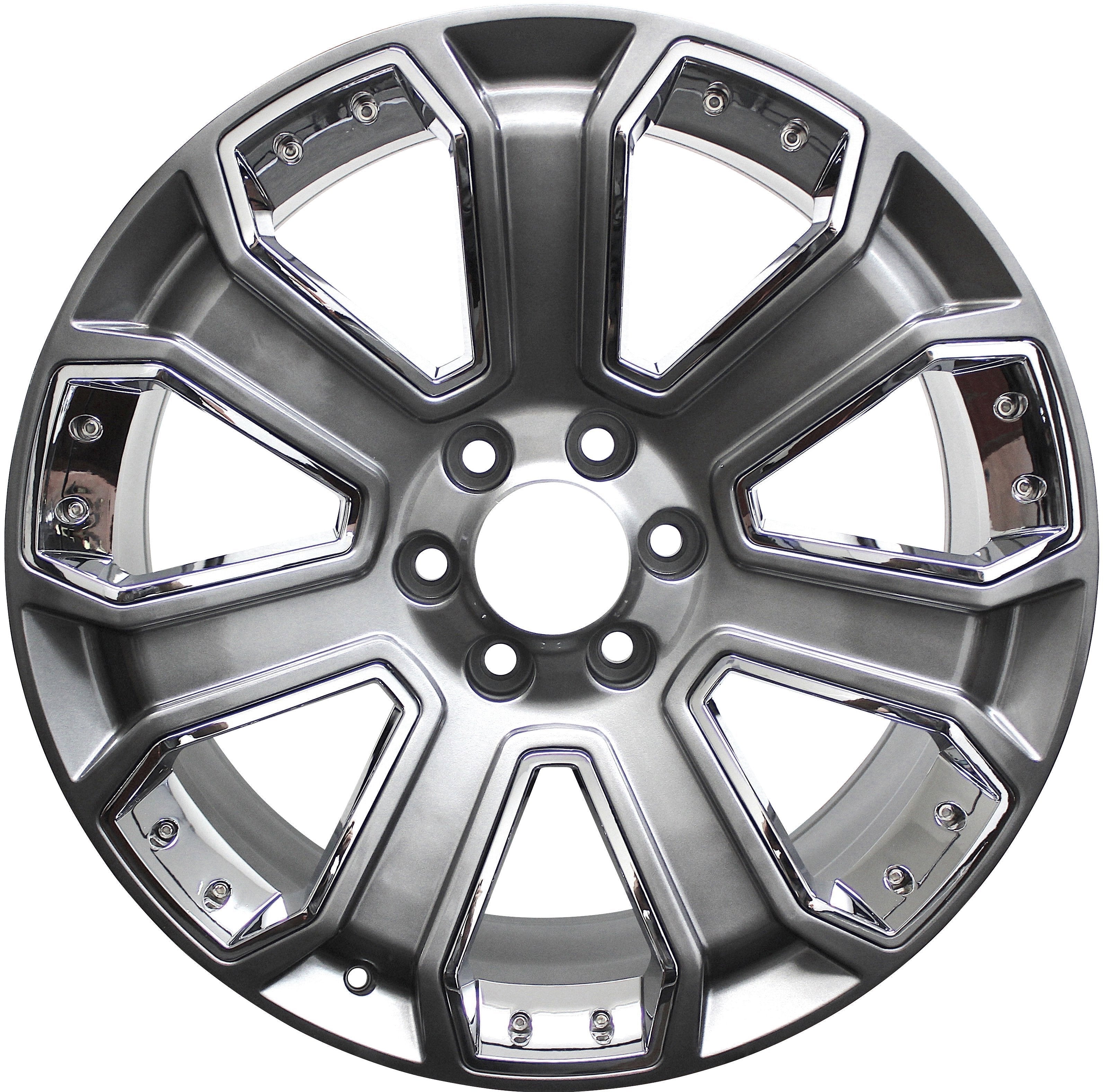 24" Chevy GMC Tahoe Yukon Sierra Silverado Suburban Hyper Silver Chrome Insert Wheels & Rims