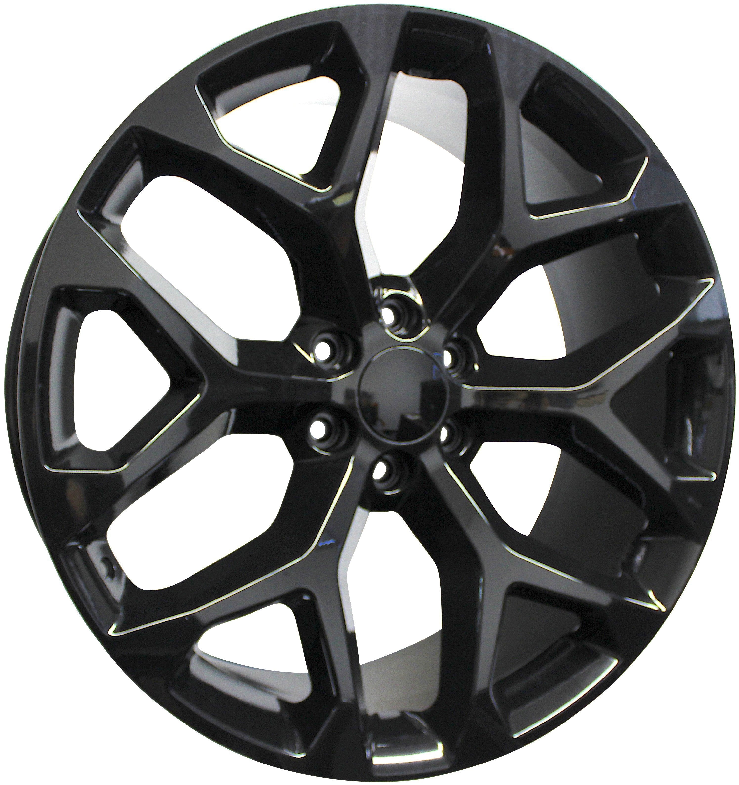 22" Chevy GMC Sierra Denali Yukon Tahoe Suburban Snowflake Gloss Black Wheels & Rims