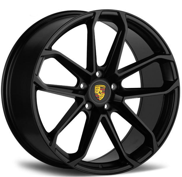 22" Porsche Cayenne Panamera Turbo S GTS Base Staggered Satin Black Wheels & Rims