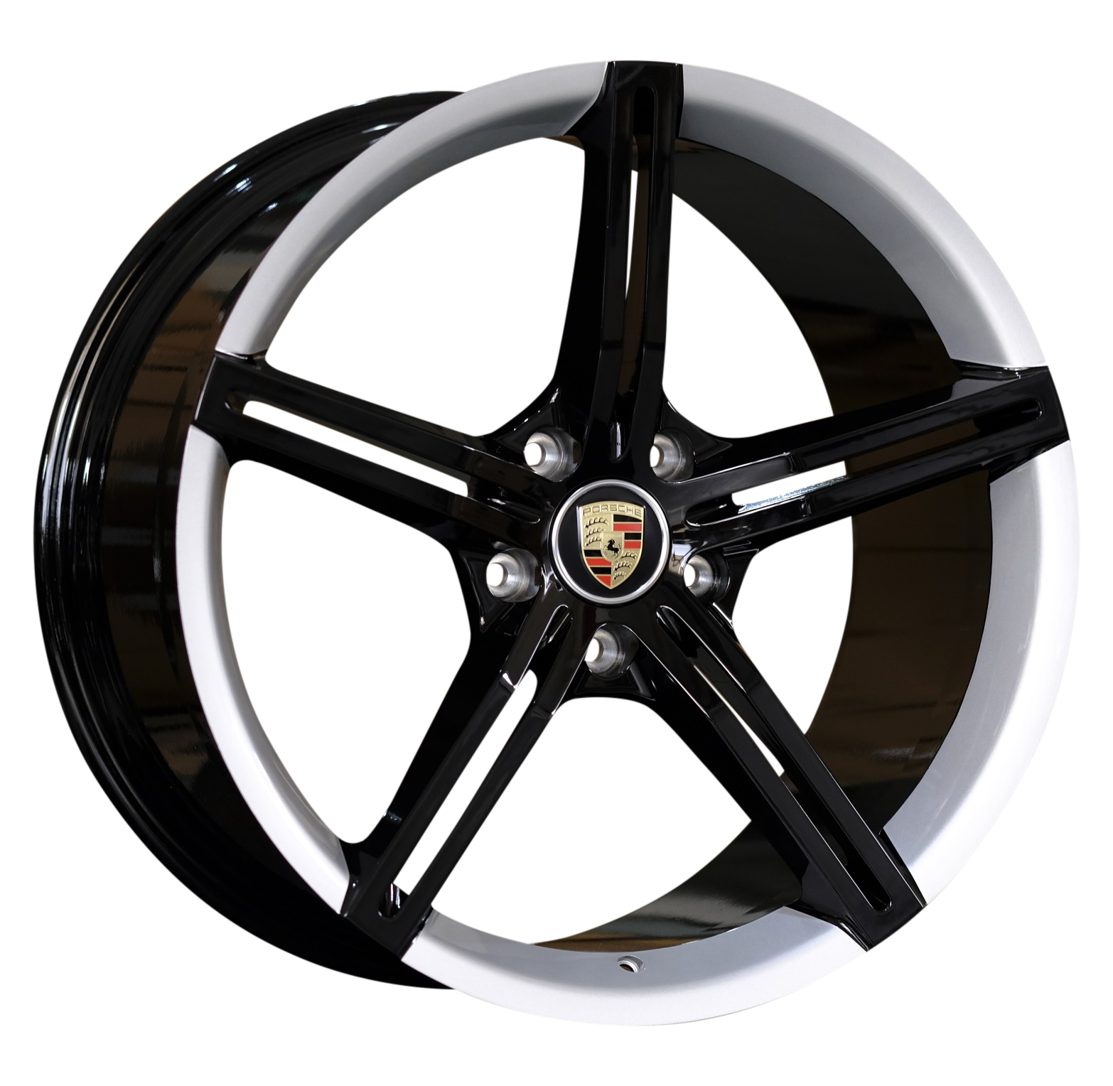 21" Porsche Taycan Panamera Forged Gloss Black White Lip Style 24 Wheels