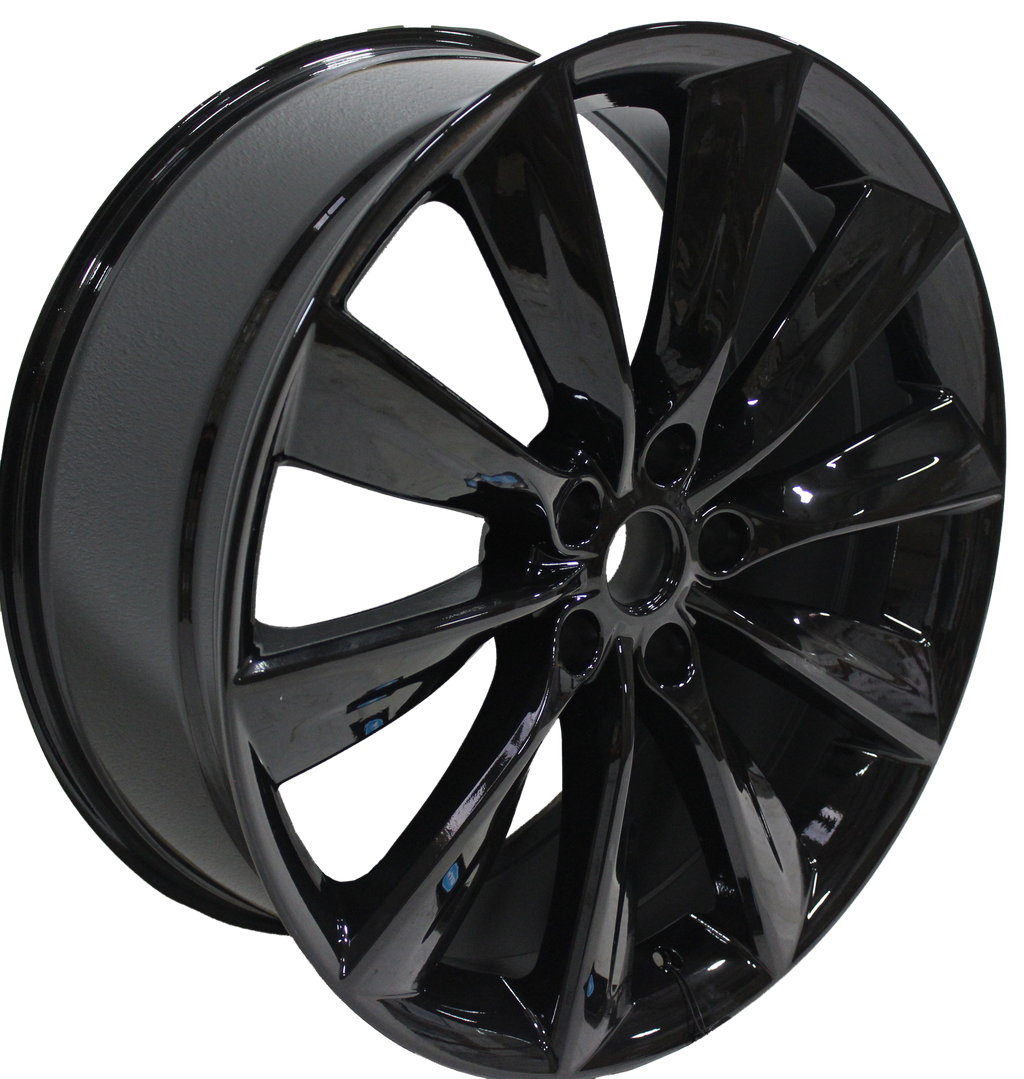 21" Tesla Model S Model X Staggered Twist Spoke Satin Black Wheels & Rims