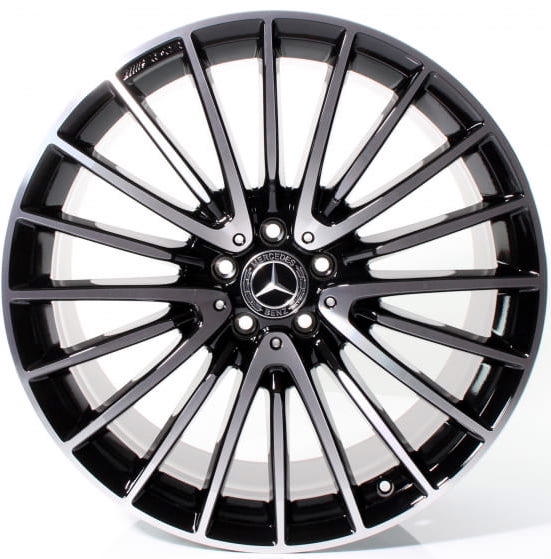 21" Mercedes S-Class S550 S580 Forged Staggered Black Machined Wheels & Rims