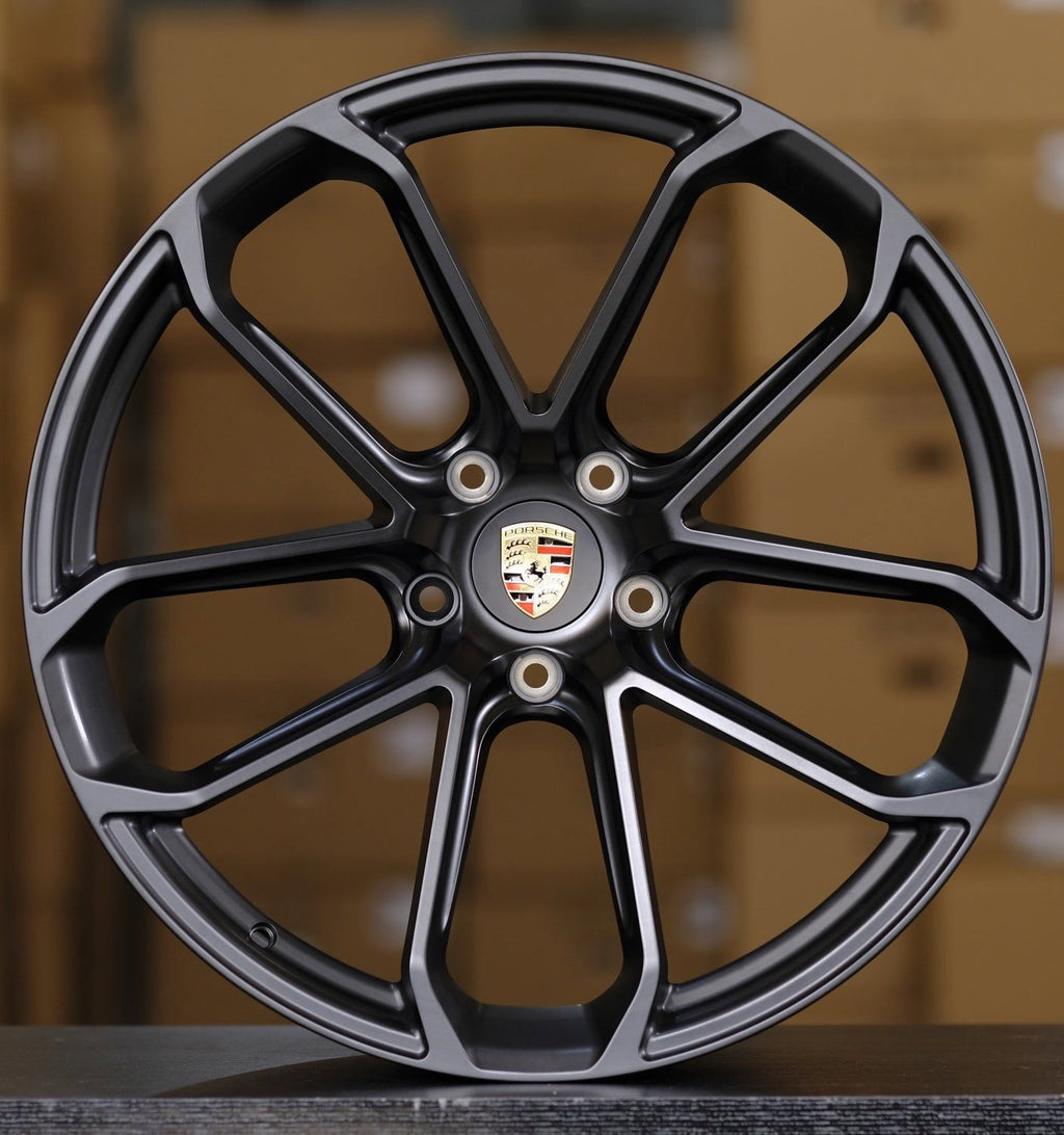 22" Porsche Cayenne Panamera Turbo S GTS Base Staggered Satin Black Wheels & Rims