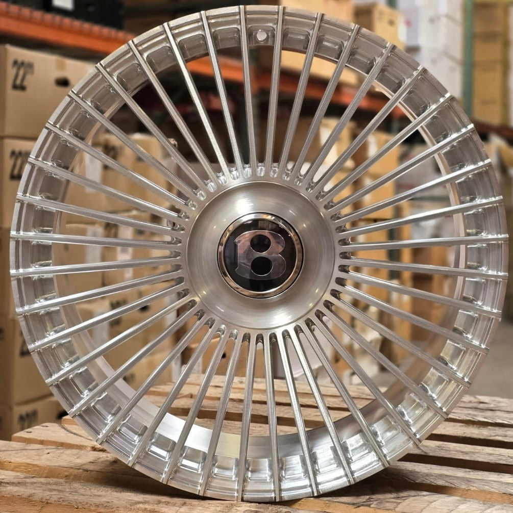 22" Bentley Continental GT Flying Spur Forged Silver Polished Style 15 Wheels