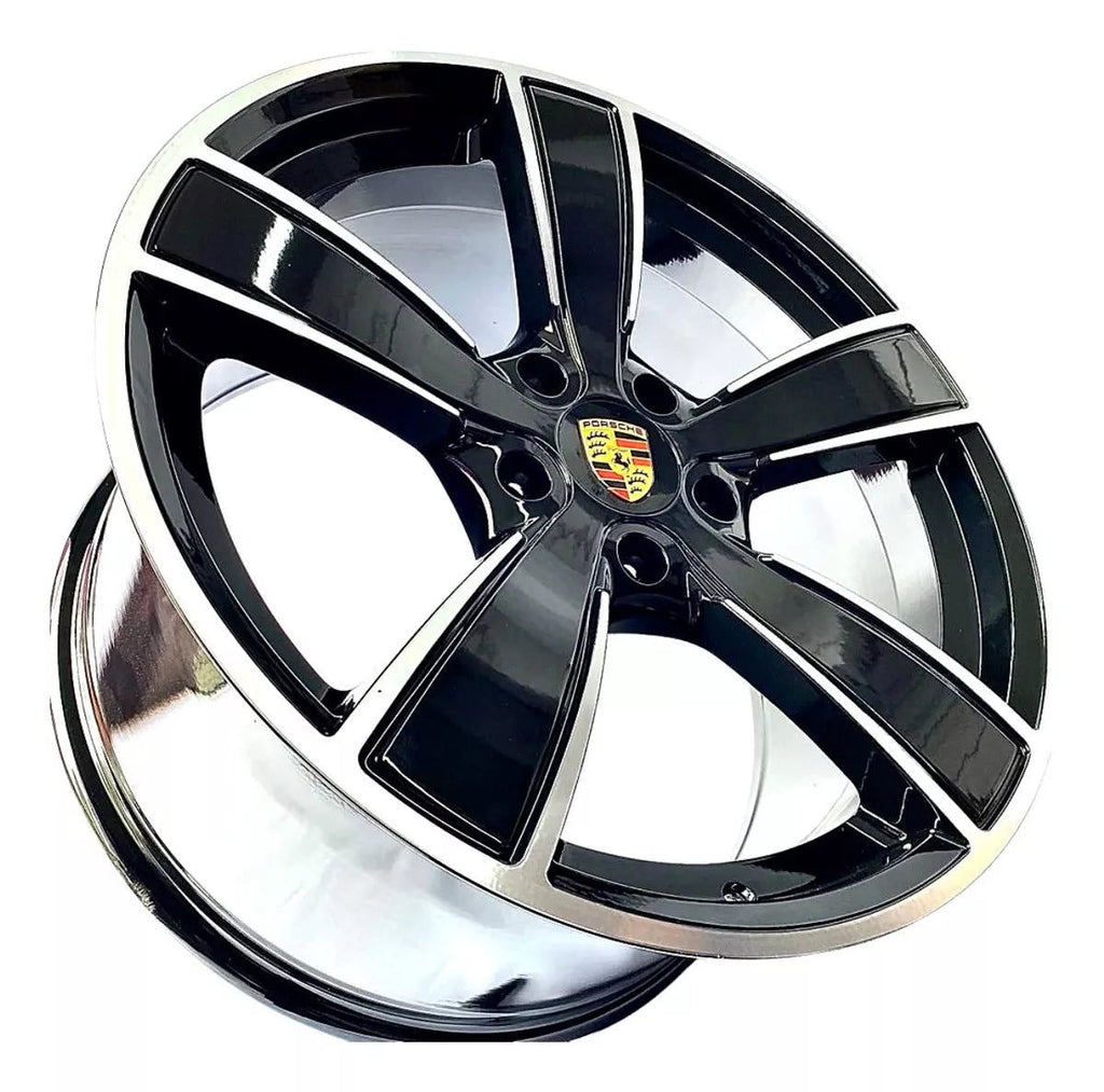 22" Porsche Cayenne Base S GTS Turbo Staggered Gloss Black Machined Wheels & Rims